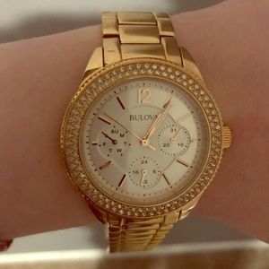 Bulova rose gold diamond watch